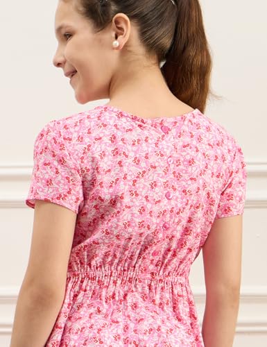 Image of Amazon Brand - Symbol Girls Fit and Flare Printed Rayon Dress | Age 6-14 Years