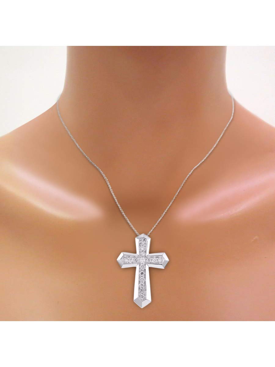 Diamant-Kreuz-Halskette, 14 Karat Weißgold, 0,50 CTTW Diamanten, Metall, Diamant