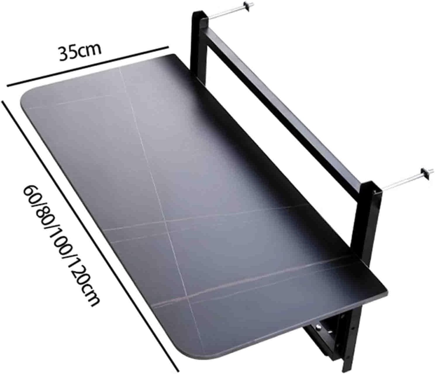 Balcony Hanging Half Table, Adjustable Folding Wall-Mounted Side Table for Railings, Outdoor Bar Desk, Black 120×35cm(White,60 * 35cm)