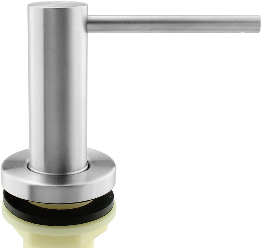Seafulee Sink Soap Dispenser Solid Heavy Modern Stainless Steel Brushed Nickel Deck Mounted Well Built Sturdy Kitchen Sink Countertop Soap Dispenser, Large Capacity 17 OZ Bottle by Seafulee