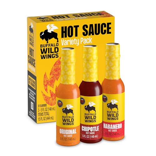 Buffalo Wild Wings Hot Sauce Gift Pack, Includes Classic, Habanero, and Chipotle Hot Sauces, 5 fl oz...