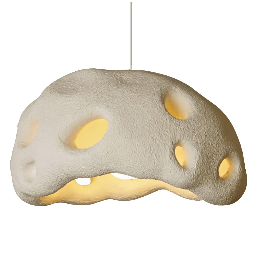 ESIYUVO High-Density Polystyrene Hanging Lamp Multiple Colors Available Japanese Wabi-sabi Pendant Light Adjustable Chandelier E27 Base Lighting Fixture for Study Kitchen Island Coffee Shop Bedroom