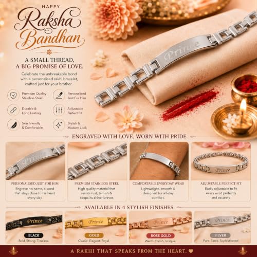 Image of Unisex-Adult Customized Name Rakhi For Brother | Rudraksha Beads, Custom Name Engraving, Adjustable Fit