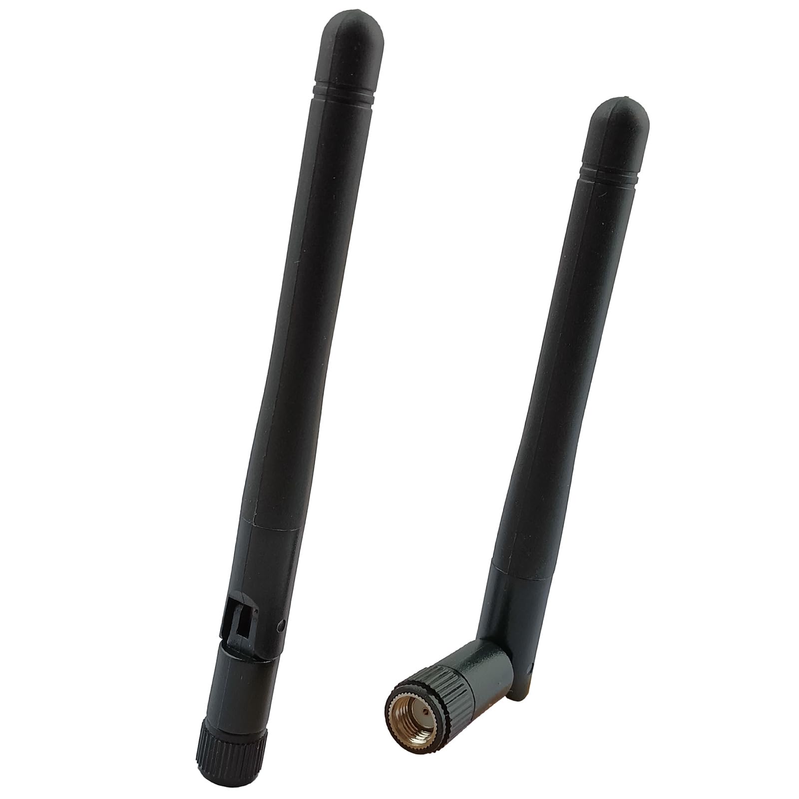 Antena RP-SMA de red para computadora (paquete de 2), señal inalámbrica WiFi de doble banda de 2 dBi, 2.4 GHz, 5 GHz, BT (RP-SMA macho (agujero))