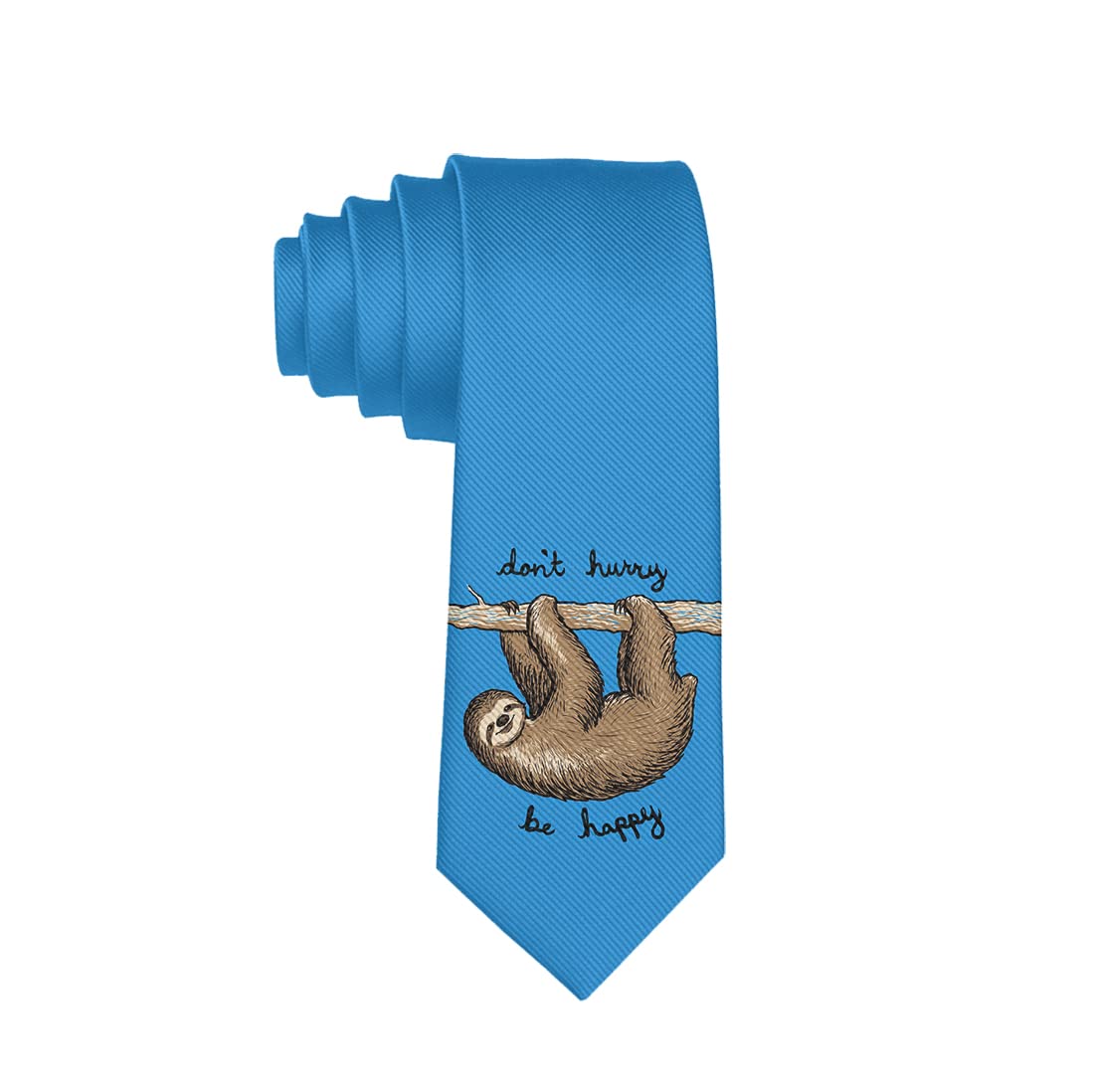 zerosevenee Funny Blue Sloth Tie Funny Neckties Fashion Wide Novelty Neck Ties For Men teen