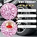 MEAJOO 4PCS Bling Crystal Diamond Tire Stem Valve Caps, Crystal Shinny Rhinestone Car Wheel Tire Valve Caps for Women, Universal for Cars, SUV, Trucks, Bikes, Motorcycles, Bicycles (Pink)