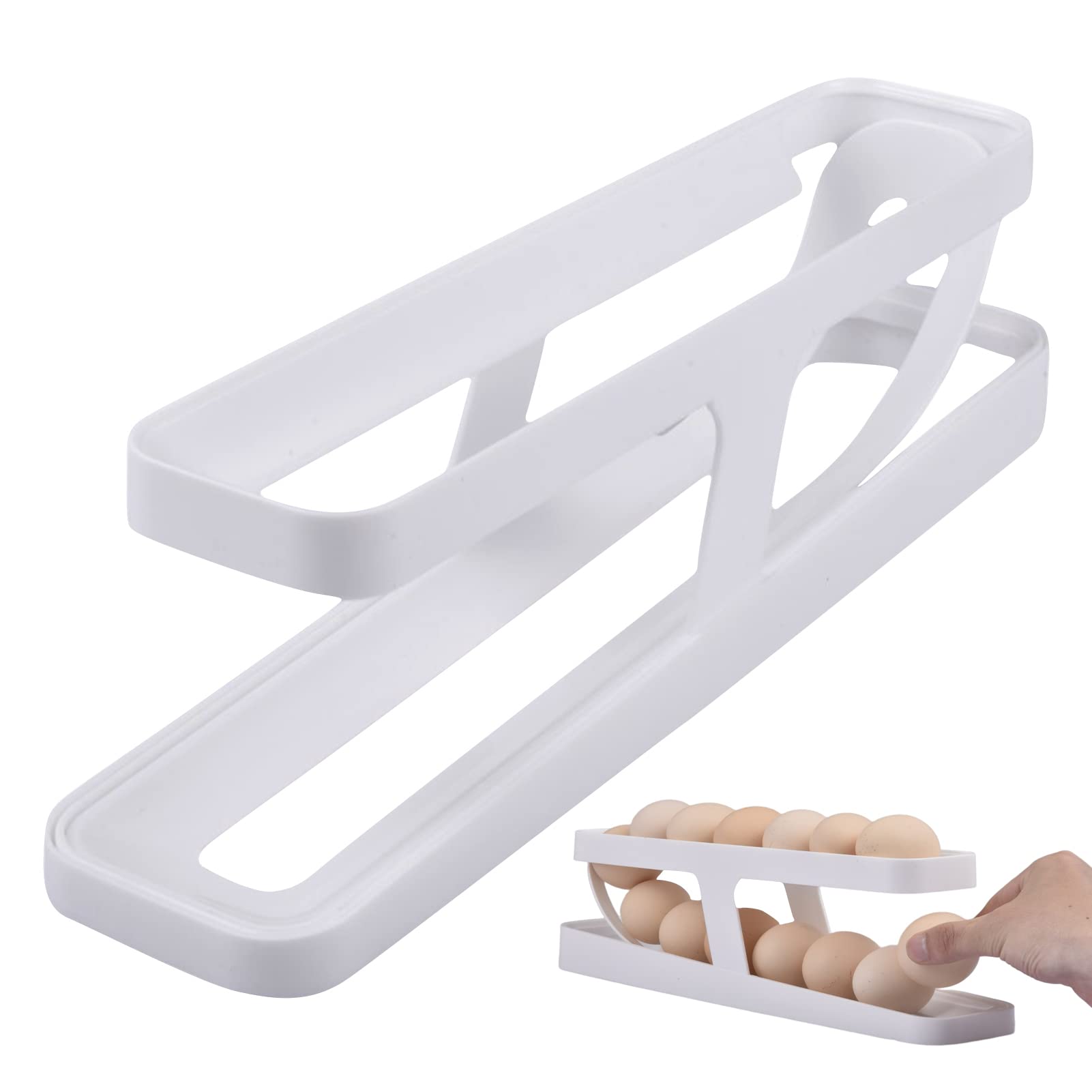 Buy Egg Holder Storage for Fridge, 2 Tier Auto Rolling Egg Dispenser