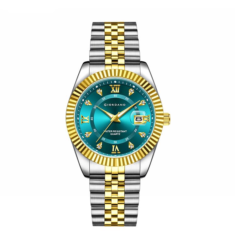 giordano Analog Watch for Men - Dual-Tone Stainless Steel Strap, Crystal Indices and Fluted Bezel-picture-31