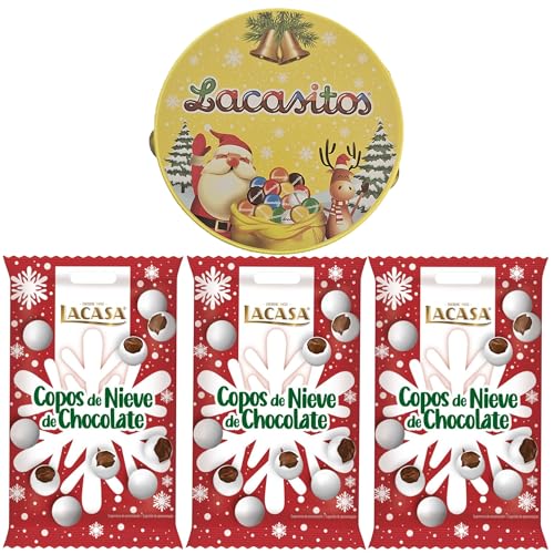 Pack Navidad Lacasa:3 copos de nieve chocolate leche 70 g y pandereta