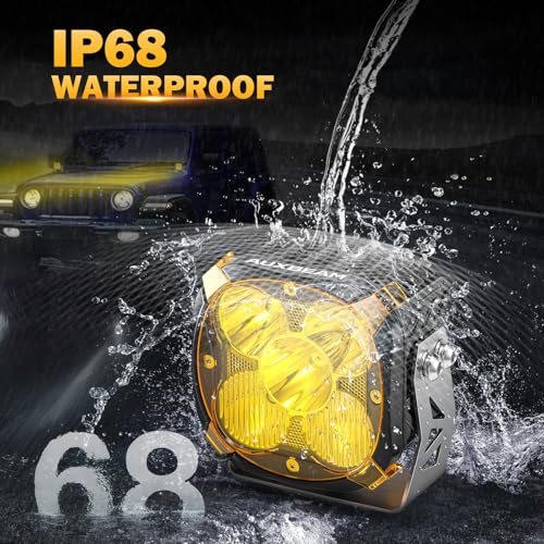 Image of Auxbeam 4.5 Inch led pods with DRL, XP-Ultra Series Pod Lights 128W 15200LM , Spot Flood Combo Offroad Lights with Amber Covers, Cube Ditch Lights for Jeep Ford UTV ATV