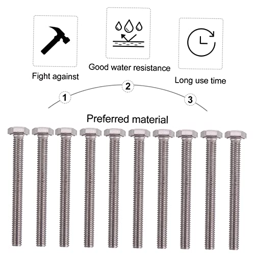 Ciyodo 50Pcs Flat Home Socket Office Kit Hex Bolt Tap For Washer Shop Diy Assortment Stainless And Screws Head Steel Screw Cap Nuts Bolts Silver #TOP2