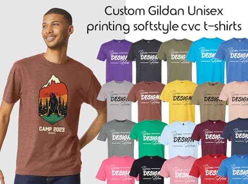 INK STITCH Unisex 67000 Gildan Custom Printing Add Your Own Design CVC Softstyle T-Shirts3