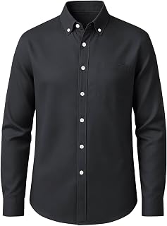 Generic Mens Dress Shirts Collared Oxford Shirt Long Sleeve Button Down Tops