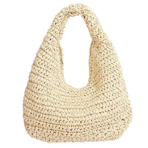 Crescent Straw Shoulder Handbag for Women Summer Beach Tote Raffia Woven Purse Hobo Underarm Bag 2025