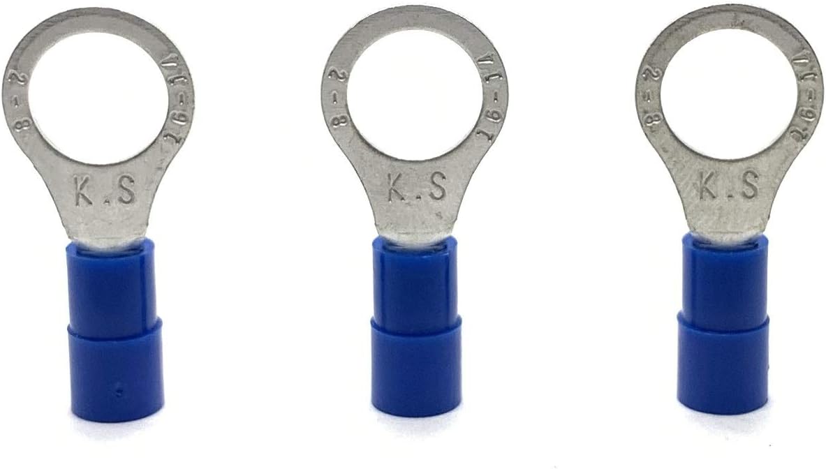 Blue 16-14GA AWG Nylon Insulated Ring Terminals (1000 Pieces, 3/8" Ring)