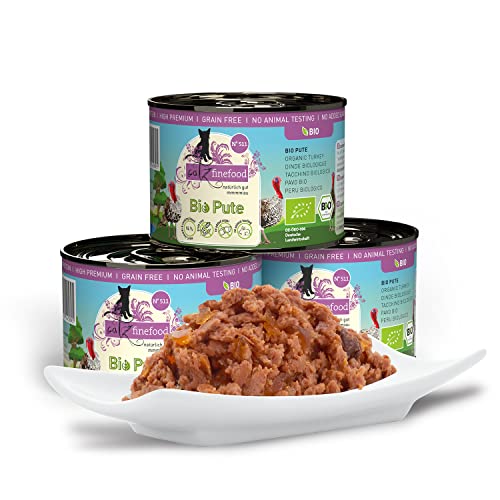 catz finefood Bio Katzenfutter Pute - N° 511 - Nassfutter für Katzen - 6 x 200 g - Ohne Getreide & zugesetzten Zucker (1,2 kg)
