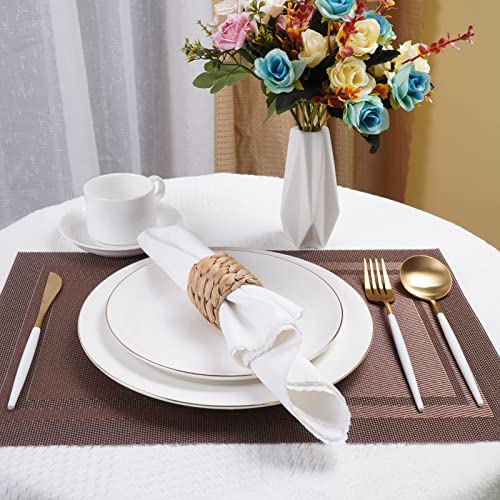 Attaone 12Pcs Round Woven Napkin Ring, Water Hyacinth Napkins Holder, Handmade Braided Natural Napkin Rings, Christmas, Thanksgiving, Birthday Party Decorations And Everyday Life #TOP3