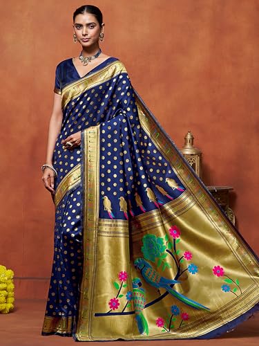Image of EthnicJunction Women's Silk Blend Woven Paithani saree With Blouse Piece | Wedding Saree | Heavy Saree