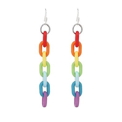 Chain Earrings Lucite Clear Resin Acrylic Earrings Cool Weird Rainbow Transparent Color Earrings for Women Girls (Rainbow)