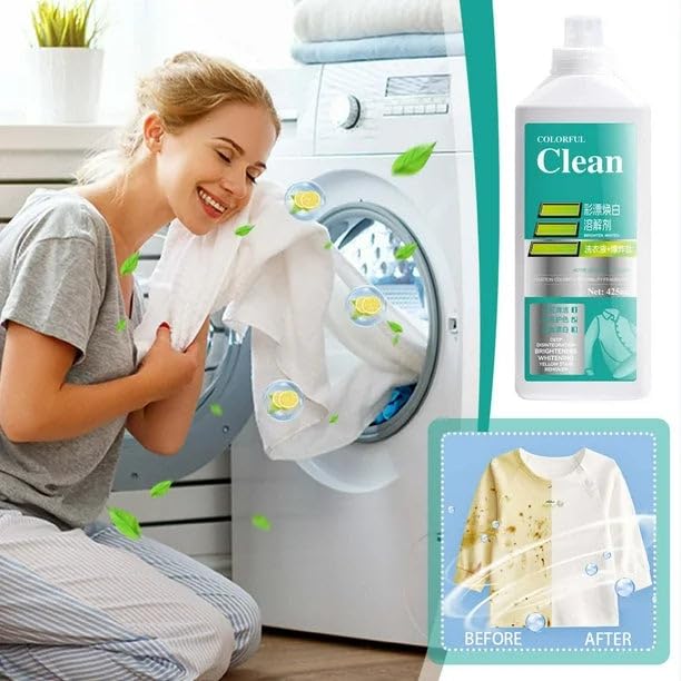 Colorful Clean Oxygen Bleach Liquid | Color-Safe Laundry Brightener & Stain Remover | Gentle on Clothes & Fabrics | 425ml (Pack 2 x 425Ml) - Image 6 thumbnail