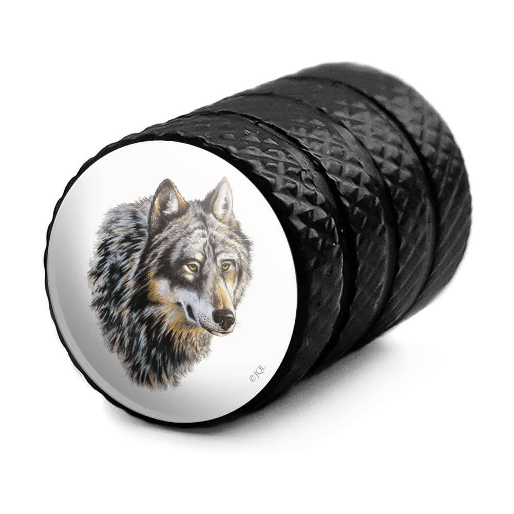 GRAPHICS & MORE Wild Wolf Head Motorcycle Bicycle Bike Tire Rim Wheel Aluminum Valve Stem Caps