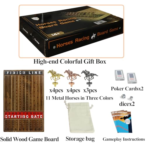 Juego de Mesa Horse Racing de HOROW de Madera y Metal miniatura 3