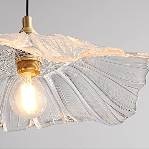 Suspension lotus en verre et bronze E14 pour salle à manger japonaise