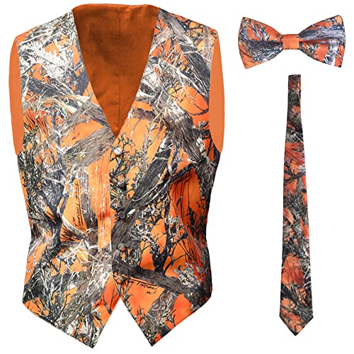 Orange Camo Groomsmen Vest for Men - Elegant Tuxedo Formal Wear - XXL