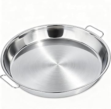 Stainless Steel Heavy Duty Drip Pan - 12.5" Round for Big Green Egg Large, for Weber Kettle & Kamado Grills,Reusable Roasting Pan & Baking Tray