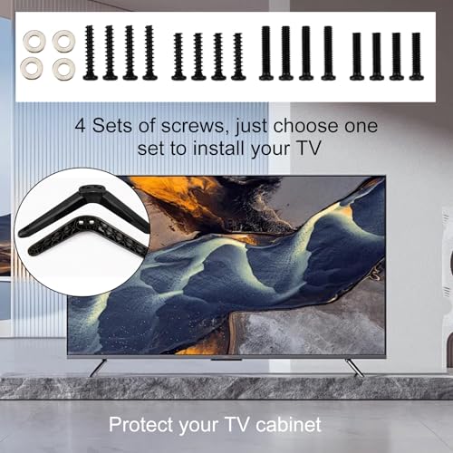 TV Base Pedestal Feet TVs Legs Universal Stand Legs for TCL Roku 32 40 49 50 55 Inch Most Smart Television Table Desk Pedestal Replacement Tabletop Brackets Mount with Screws Mounting - Image 4