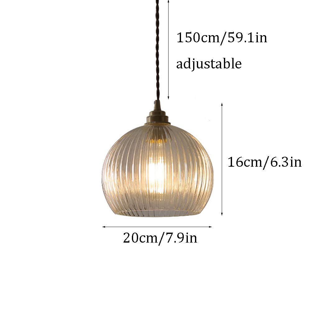 Lámpara Colgante de Techo de Cristal Transparente/Mate con Forma de semicírculo, portalámparas de latón Inoxidable E27, Cable Ajustable, lámpara de Techo, lámpara de araña de un Solo Cabezal para