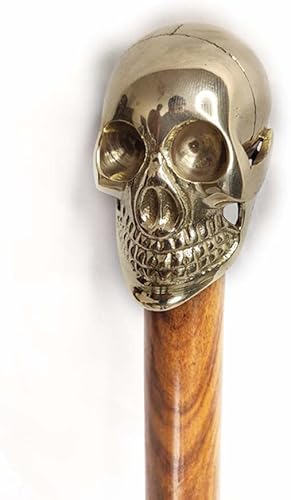 AnNafi Bastón de madera de ébano negro con mango plateado de latón  Bastón de madera natural tono para hombres y mujeres  Bastón decorativo para el