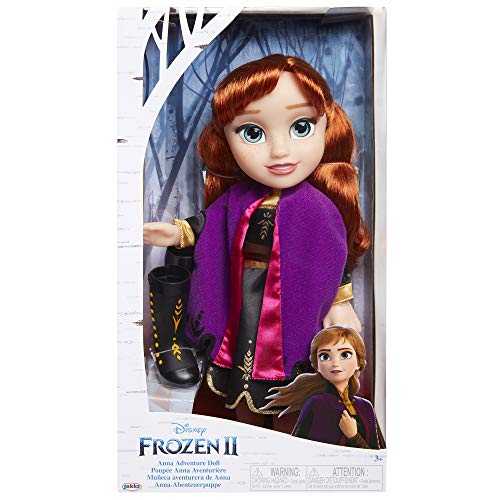 Disney Frozen 2 - Muñeca Anna de Viaje 38 cm con Capa de Viaje Violeta, Botas y un Precioso Peinado - Muñeca con Preciosos Detalles para Niñas con 3 Años +