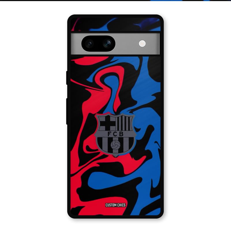 Image of PrintShield FC Barcelona Comic Back Cover for Google Pixel 7A, Shockproof Printed Phone Case with Soft TPU Sides & Anti-Slip Grip