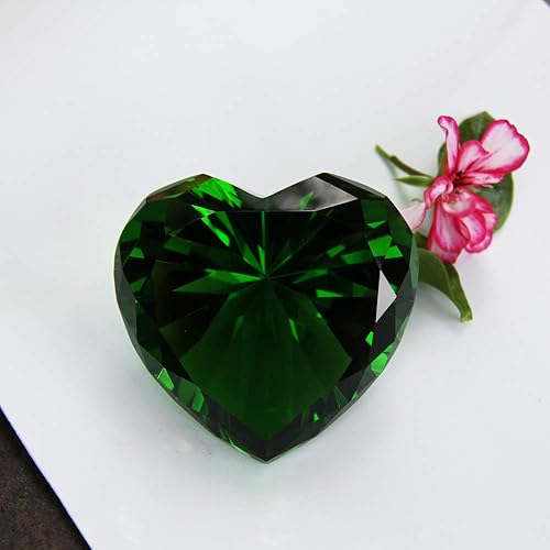 Miniatura 6 de Crystal Diamonds Heart (verde) PAPERWEIGHT, Gratis Personalizado Grabado Personalizado,