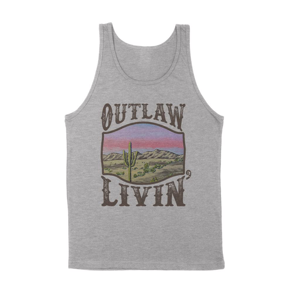 TeesAndTankYou Outlaw Livin' Tank Top Unisex 2X-Large Grey