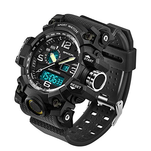 Preisvergleich Produktbild LZLWL Elektronische LED-Analog-Digital-Multifunktionsarmb... Sanda 742 für den Außenbereich - Die wasserdichte Tiefe beträgt bis zu 30 cm (schwarz)