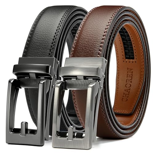 Image of CHAOREN Click Belt for Men 2 Pack - Mens Dress Belt 1 1 /4 inch in Packing Box - Design Belt Meet Almost Any Outfit and Occasion