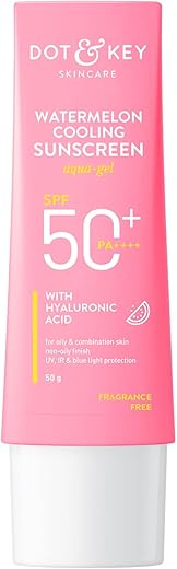 Dot & Key Watermelon Hyaluronic Cooling Sunscreen SPF 50 PA+++| for Oily, Normal & Combination Skin | UV + Blue Light Protection | Lightweight | No…