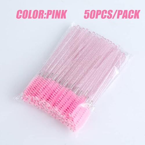 Foto von Rofitbest Einweg-Kristall-Augenpinsel, Pinsel Mascara Zauberstäbe, Wimpernmascara-Bürsten, Augenwimpern-Applikator-Pinsel (50 PCS, Rosa)