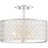 Quoizel PCVY1714C Verity Crystal Semi Flush Mount Ceiling Lighting, 3-Light, 300 Watts, Polished...