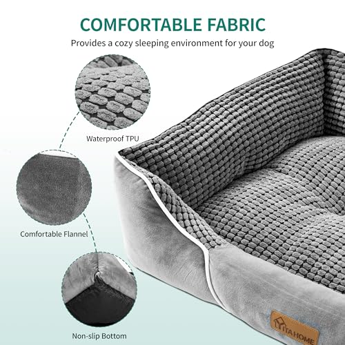 YITAHOME Hundebett für Hunde mittlerer bis Kleiner Größe, Hundekissen,Hundebetten, 64x53cm, rutschfeste Unterseite Hundesofa,grau