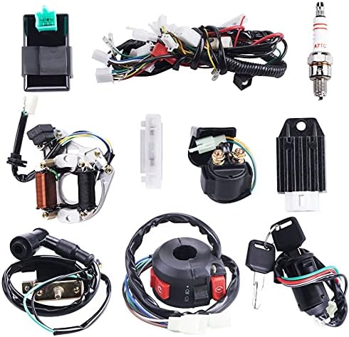 Complete Electrics Wiring Harness Stator Coil CDI Solenoid Relay Spark Plug For 4 wheelers Stroke ATV （50cc 70cc 110cc 125cc） Pit Quad Dirt Bike taotao Go Kart By OTOHANS AUTOMOTIVE