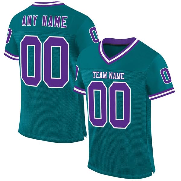 Customized Football Jersey, Custom Football Jersey, Teal Purple-White Mesh Throwback Football Jersey, Football Jerseys for Men, Personalized Football Jersey, Personalized Jersey, Football Jerseys