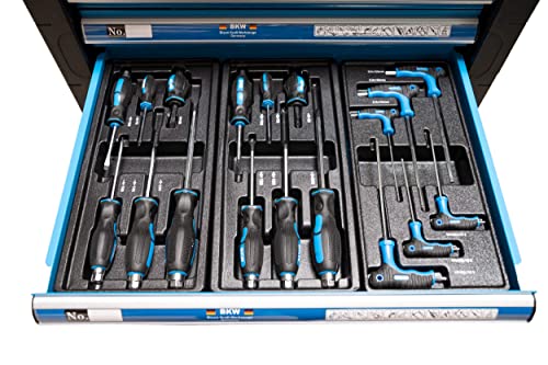 Bison Kraft Werkzeuge Werkzeugwagen Werkstattwagen blau abschließbar - gefüllt mit Werkzeug 154 teilig, 6 Schubladen – Bild 8