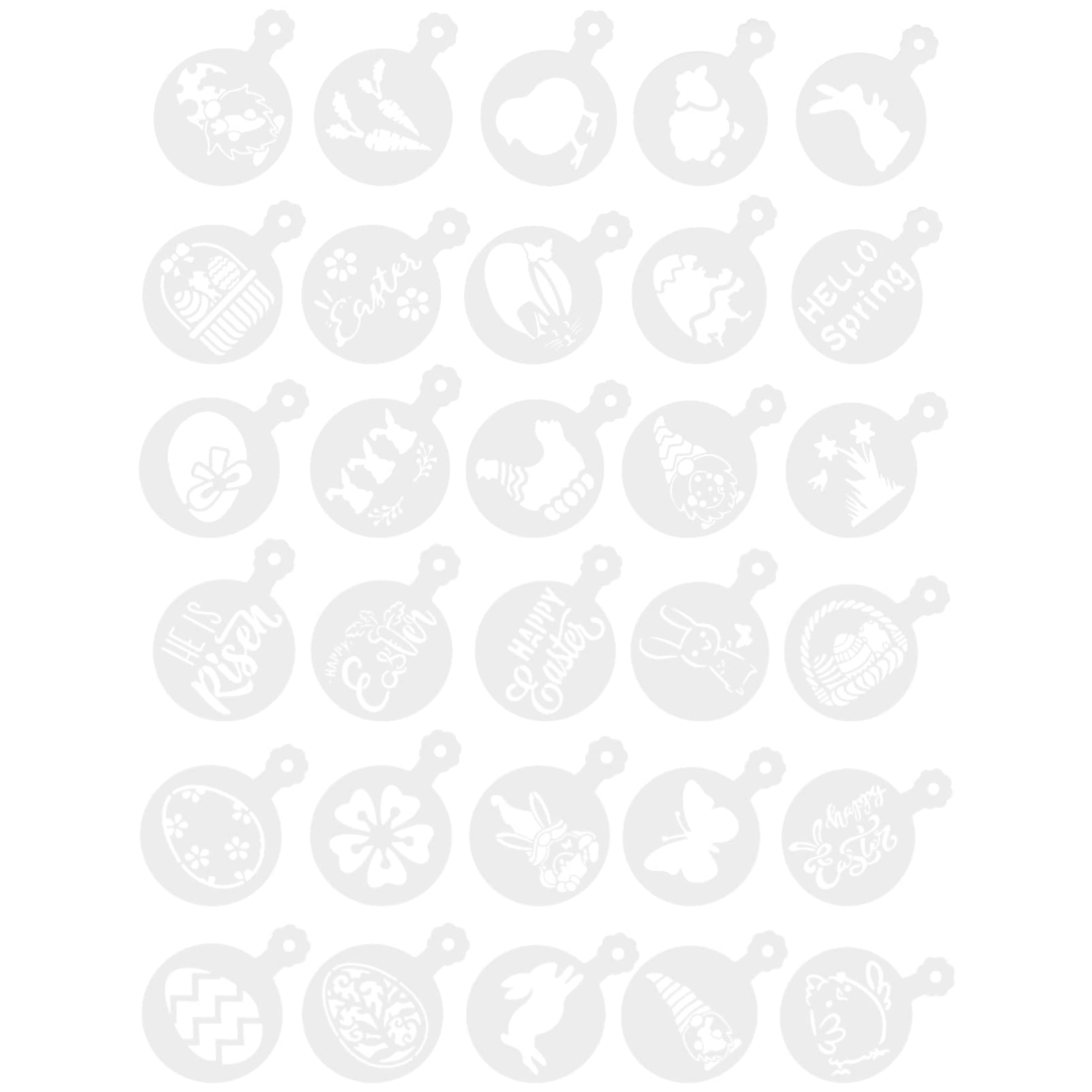CONGARTENO 30pcs Spray Stencil Easter Cappuccino Templates for Coffee Art Flexible Pet Material for Decorating Cakes Cookies and More