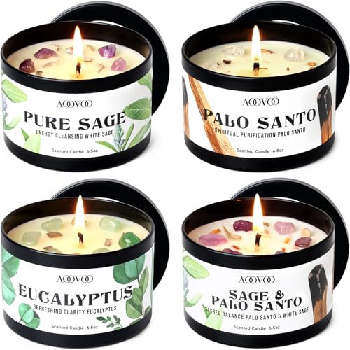 Aoovoo 4 Pack Sage Candles