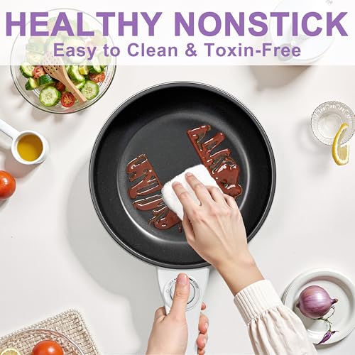 Dezin Hot Pot Electric Upgraded, Non-Stick Sauté Pan, Rapid Noodles Electric Pot, 1.5L Mini Portable Hot Pot for Steak, Egg, Fried Rice, Ramen, Oatmeal, Soup with Power Adjustment - Image 6
