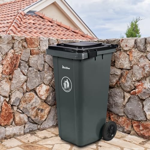 Plastic Prince XDL-120G-16 32 Gallon Rollout Trash Can With Snap-Lock Lid, Commercial Heavy-Duty Container With Wheels thumb #4