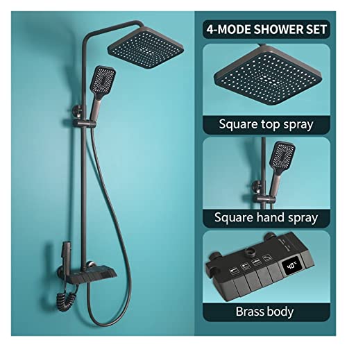 Ensemble de douche numérique intelligent gris avec grand ciel de pluie relaxant